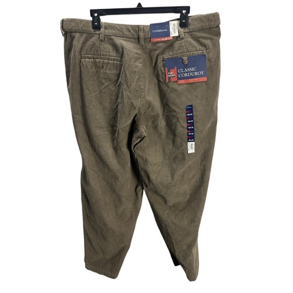 Croft & Barrow Mens 40x30 Classic Corduroy Flat Front Pants Cotton Tan  Retro - Picture 2 of 16